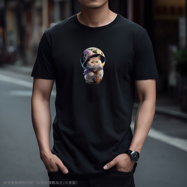 台灣TAIWAN自創品牌潮流T恤-圓領短袖T(轉印)-pip-pep-魔法貓 印花T恤、插畫T、創意圖案T恤、MITT恤、台灣製T恤、高品質純棉T恤、情侶T恤、情侶裝T恤、情侶短袖