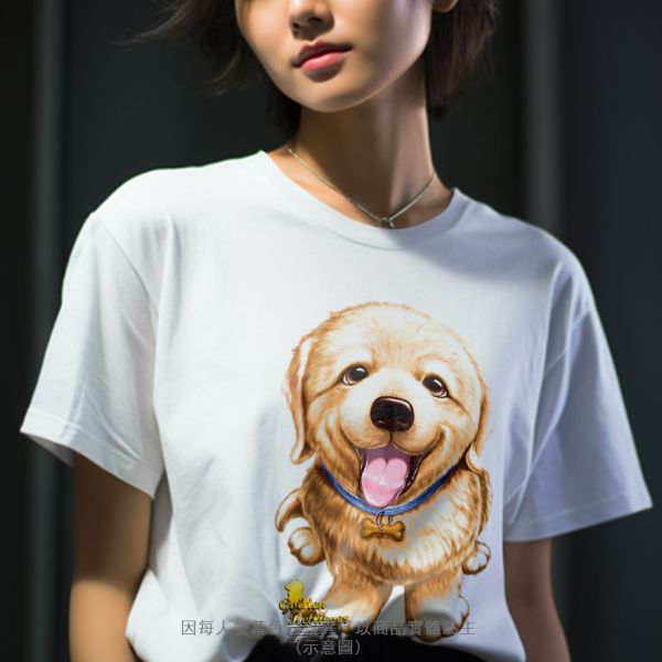 台灣TAIWAN自創品牌潮流T恤-圓領純棉短袖T-限定版(轉印)-黃金獵犬 印花T恤、插畫T、創意圖案T恤、MITT恤、台灣製T恤、高品質純棉T恤、情侶T恤、情侶裝T恤、情侶短袖