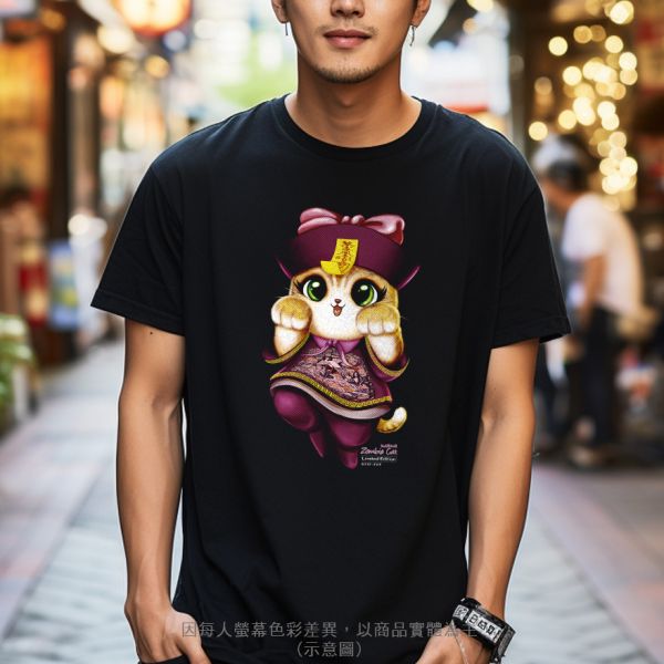 台灣TAIWAN自創品牌潮流T恤-圓領純棉短袖T-限定版(轉印)-迷你女殭屍貓 印花T恤、插畫T、創意圖案T恤、MITT恤、台灣製T恤、高品質純棉T恤、情侶T恤、情侶裝T恤、情侶短袖