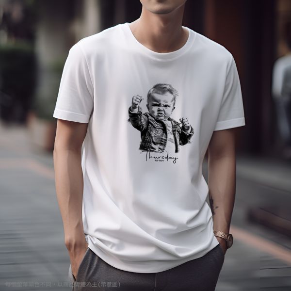 台灣TAIWAN自創品牌潮流T恤-圓領純棉短袖T(轉印)-pip-pep-人生好累系列-星期四 印花T恤、插畫T、創意圖案T恤、MITT恤、台灣製T恤、高品質純棉T恤、情侶T恤、情侶裝T恤、情侶短袖