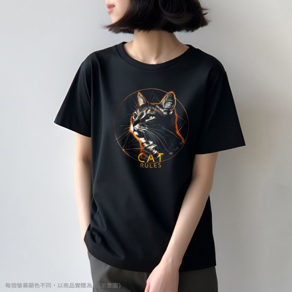 台灣TAIWAN自創品牌潮流T恤-圓領純棉短袖T-限定版(轉印)-貓的規矩 印花T恤、插畫T、創意圖案T恤、MITT恤、台灣製T恤、高品質純棉T恤、情侶T恤、情侶裝T恤、情侶短袖