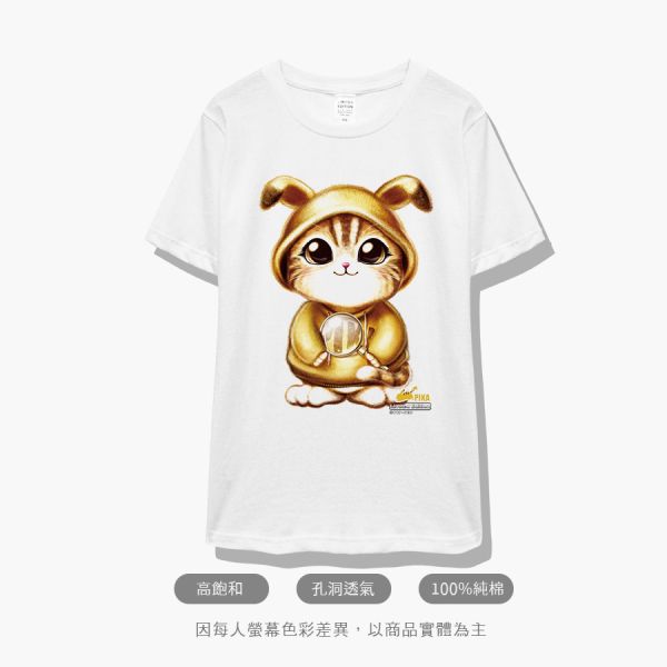 台灣TAIWAN自創品牌潮流T恤-圓領純棉短袖T-限定版(轉印)-皮卡貓2 印花T恤、插畫T、創意圖案T恤、MITT恤、台灣製T恤、高品質純棉T恤、情侶T恤、情侶裝T恤、情侶短袖