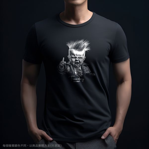 台灣TAIWAN自創品牌潮流T恤-圓領純棉短袖T(轉印)-pip-pep-人生好累系列-星期二 印花T恤、插畫T、創意圖案T恤、MITT恤、台灣製T恤、高品質純棉T恤、情侶T恤、情侶裝T恤、情侶短袖