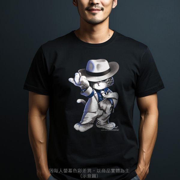 台灣TAIWAN自創品牌潮流T恤-圓領純棉短袖T-限定版(轉印)-麥可貓 印花T恤、插畫T、創意圖案T恤、MITT恤、台灣製T恤、高品質純棉T恤、情侶T恤、情侶裝T恤、情侶短袖