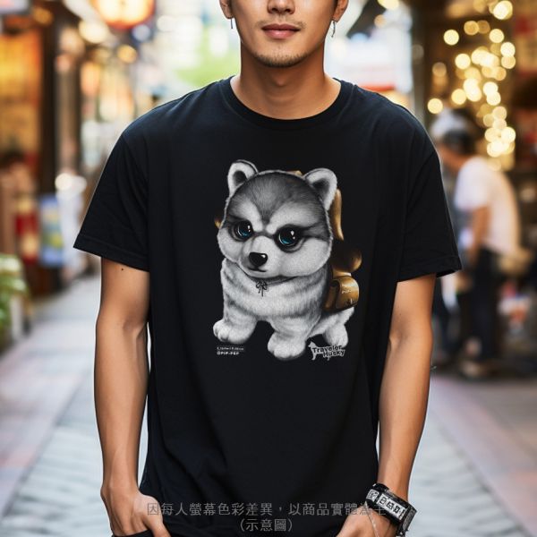 台灣TAIWAN自創品牌潮流T恤-圓領純棉短袖T-限定版(轉印)-哈士奇 印花T恤、插畫T、創意圖案T恤、MITT恤、台灣製T恤、高品質純棉T恤、情侶T恤、情侶裝T恤、情侶短袖