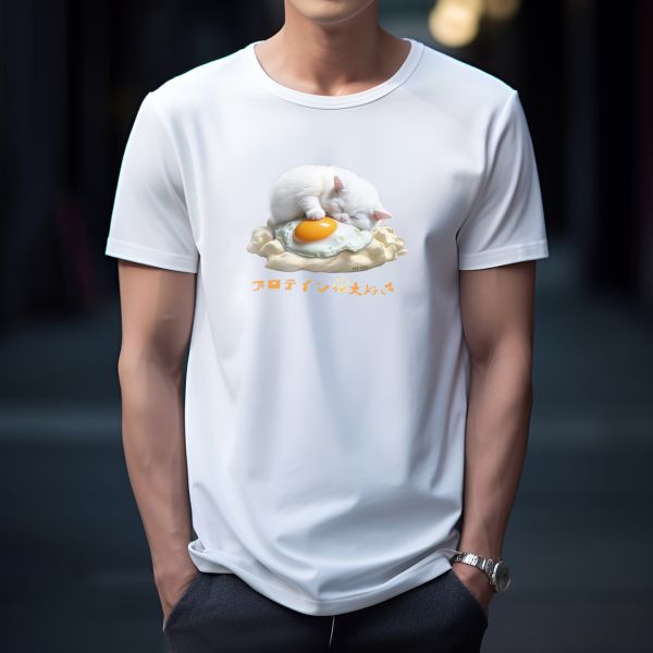 台灣TAIWAN自創品牌潮流T恤-圓領純棉短袖T(轉印)-pip-pep-蛋黃貓 印花T恤、插畫T、創意圖案T恤、MITT恤、台灣製T恤、高品質純棉T恤、情侶T恤、情侶裝T恤、情侶短袖