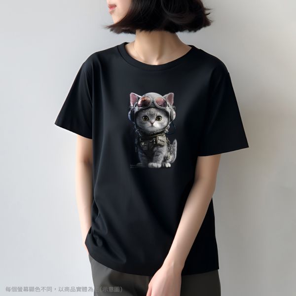 台灣TAIWAN自創品牌潮流T恤-圓領短袖T(轉印)-pip-pep-飛官貓 印花T恤、插畫T、創意圖案T恤、MITT恤、台灣製T恤、高品質純棉T恤、情侶T恤、情侶裝T恤、情侶短袖