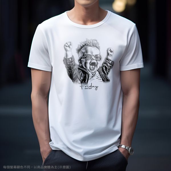 台灣TAIWAN自創品牌潮流T恤-圓領純棉短袖T(轉印)-pip-pep-人生好累系列-星期五 印花T恤、插畫T、創意圖案T恤、MITT恤、台灣製T恤、高品質純棉T恤、情侶T恤、情侶裝T恤、情侶短袖