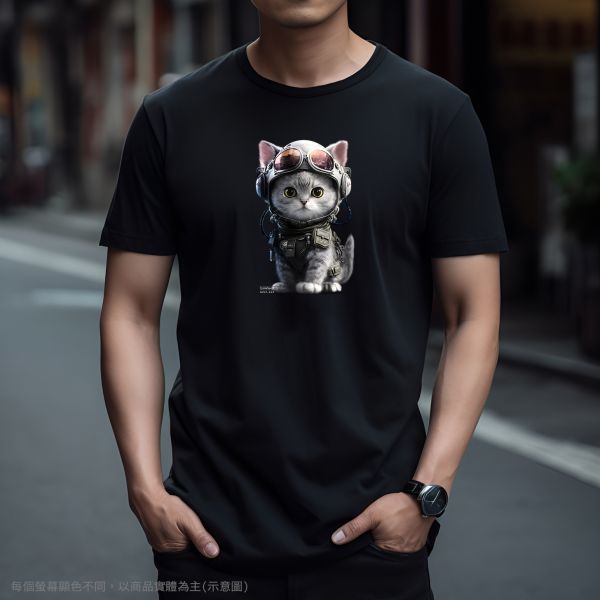 台灣TAIWAN自創品牌潮流T恤-圓領短袖T(轉印)-pip-pep-飛官貓 印花T恤、插畫T、創意圖案T恤、MITT恤、台灣製T恤、高品質純棉T恤、情侶T恤、情侶裝T恤、情侶短袖