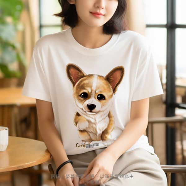 台灣TAIWAN自創品牌潮流T恤-圓領純棉短袖T-限定版(轉印)-柯基犬 印花T恤、插畫T、創意圖案T恤、MITT恤、台灣製T恤、高品質純棉T恤、情侶T恤、情侶裝T恤、情侶短袖
