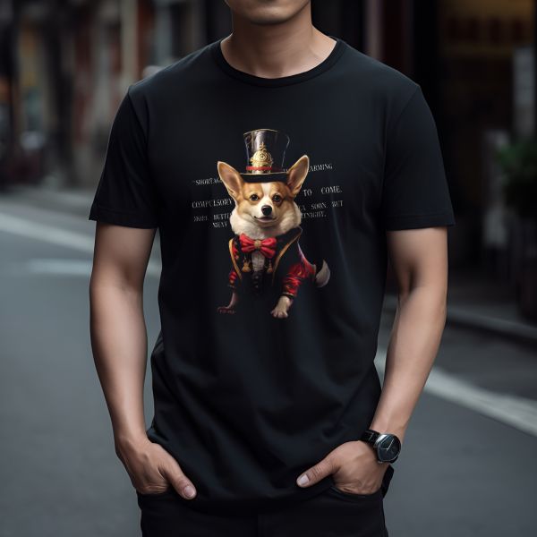 台灣TAIWAN自創品牌潮流T恤-圓領純棉短袖T(轉印)-pip-pep-國王柯基 印花T恤、插畫T、創意圖案T恤、MITT恤、台灣製T恤、高品質純棉T恤、情侶T恤、情侶裝T恤、情侶短袖