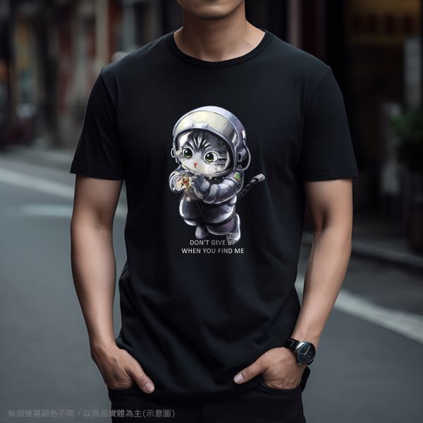 台灣TAIWAN自創品牌潮流T恤-圓領純棉短袖T(轉印)-pip-pep-太空貓 印花T恤、插畫T、創意圖案T恤、MITT恤、台灣製T恤、高品質純棉T恤、情侶T恤、情侶裝T恤、情侶短袖