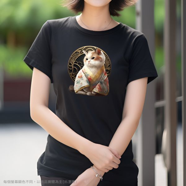 台灣TAIWAN自創品牌潮流T恤-圓領短袖T(轉印)-pip-pep-和服貓 印花T恤、插畫T、創意圖案T恤、MITT恤、台灣製T恤、高品質純棉T恤、情侶T恤、情侶裝T恤、情侶短袖