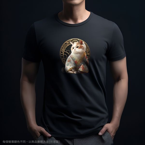 台灣TAIWAN自創品牌潮流T恤-圓領短袖T(轉印)-pip-pep-和服貓 印花T恤、插畫T、創意圖案T恤、MITT恤、台灣製T恤、高品質純棉T恤、情侶T恤、情侶裝T恤、情侶短袖