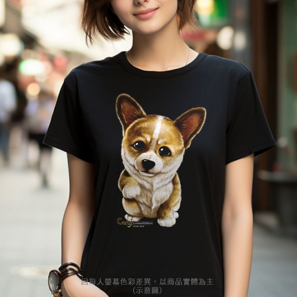 台灣TAIWAN自創品牌潮流T恤-圓領純棉短袖T-限定版(轉印)-柯基犬 印花T恤、插畫T、創意圖案T恤、MITT恤、台灣製T恤、高品質純棉T恤、情侶T恤、情侶裝T恤、情侶短袖