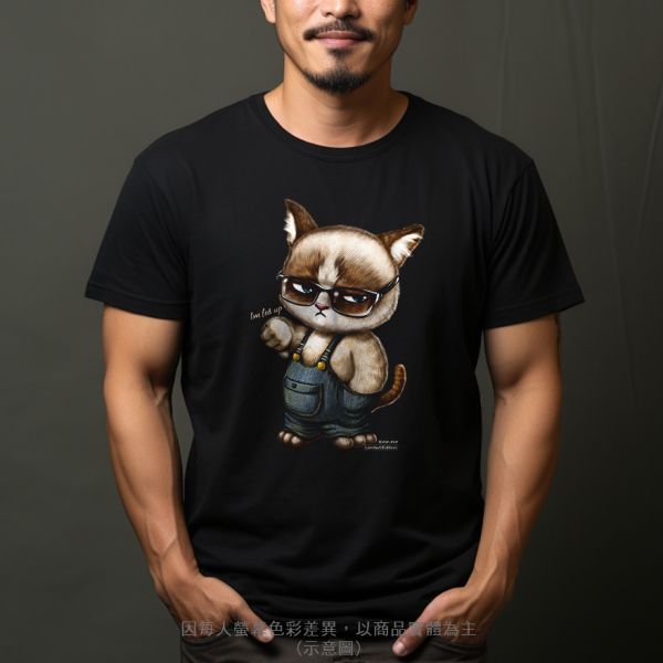 台灣TAIWAN自創品牌潮流T恤-圓領純棉短袖T-限定版(轉印)-酷褲貓 印花T恤、插畫T、創意圖案T恤、MITT恤、台灣製T恤、高品質純棉T恤、情侶T恤、情侶裝T恤、情侶短袖