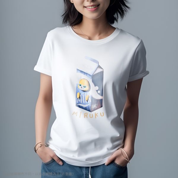台灣TAIWAN自創品牌潮流T恤-圓領純棉短袖T(轉印)-pip-pep-牛奶貓 印花T恤、插畫T、創意圖案T恤、MITT恤、台灣製T恤、高品質純棉T恤、情侶T恤、情侶裝T恤、情侶短袖