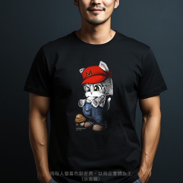 台灣TAIWAN自創品牌潮流T恤-圓領純棉短袖T-限定版(轉印)-瑪莉貓 印花T恤、插畫T、創意圖案T恤、MITT恤、台灣製T恤、高品質純棉T恤、情侶T恤、情侶裝T恤、情侶短袖