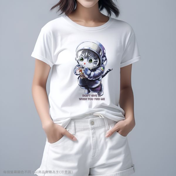 台灣TAIWAN自創品牌潮流T恤-圓領純棉短袖T(轉印)-pip-pep-太空貓 印花T恤、插畫T、創意圖案T恤、MITT恤、台灣製T恤、高品質純棉T恤、情侶T恤、情侶裝T恤、情侶短袖
