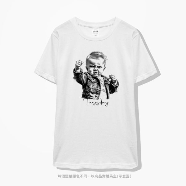 台灣TAIWAN自創品牌潮流T恤-圓領純棉短袖T(轉印)-pip-pep-人生好累系列-星期四 印花T恤、插畫T、創意圖案T恤、MITT恤、台灣製T恤、高品質純棉T恤、情侶T恤、情侶裝T恤、情侶短袖