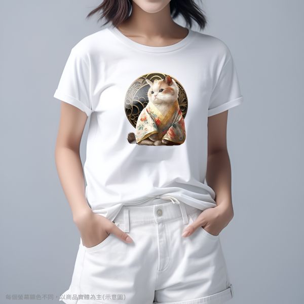 台灣TAIWAN自創品牌潮流T恤-圓領短袖T(轉印)-pip-pep-和服貓 印花T恤、插畫T、創意圖案T恤、MITT恤、台灣製T恤、高品質純棉T恤、情侶T恤、情侶裝T恤、情侶短袖