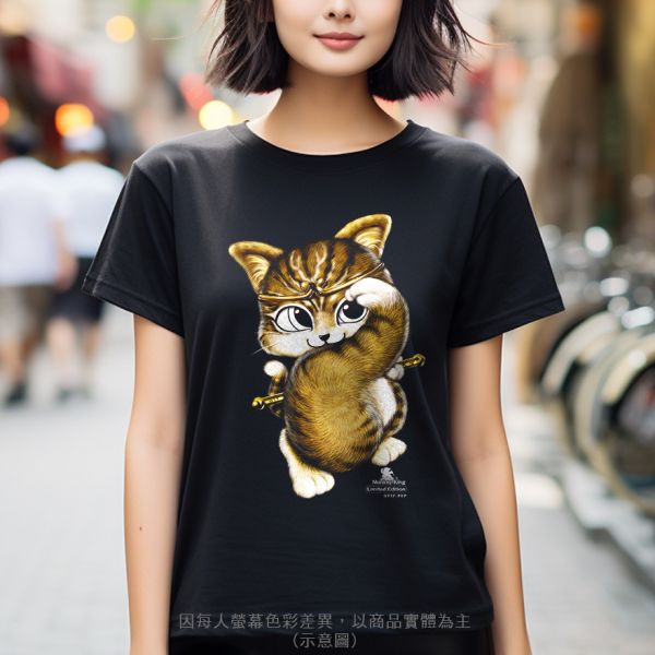 台灣TAIWAN自創品牌潮流T恤-圓領純棉短袖T-限定版(轉印)-悟空貓 印花T恤、插畫T、創意圖案T恤、MITT恤、台灣製T恤、高品質純棉T恤、情侶T恤、情侶裝T恤、情侶短袖