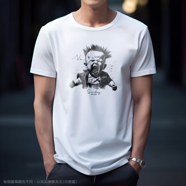 台灣TAIWAN自創品牌潮流T恤-圓領純棉短袖T(轉印)-pip-pep-人生好累系列-星期日 印花T恤、插畫T、創意圖案T恤、MITT恤、台灣製T恤、高品質純棉T恤、情侶T恤、情侶裝T恤、情侶短袖