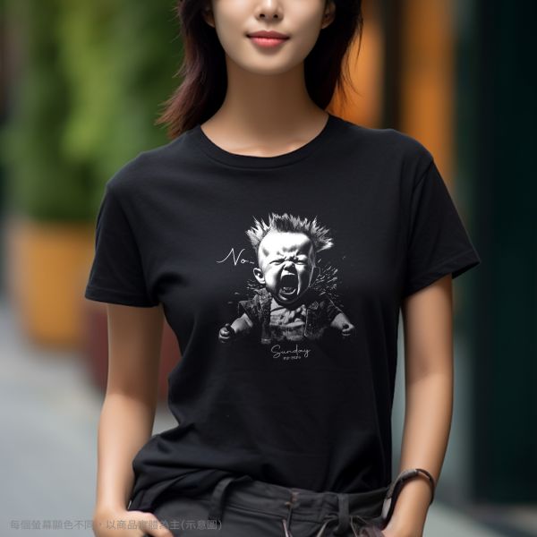 台灣TAIWAN自創品牌潮流T恤-圓領純棉短袖T(轉印)-pip-pep-人生好累系列-星期日 印花T恤、插畫T、創意圖案T恤、MITT恤、台灣製T恤、高品質純棉T恤、情侶T恤、情侶裝T恤、情侶短袖