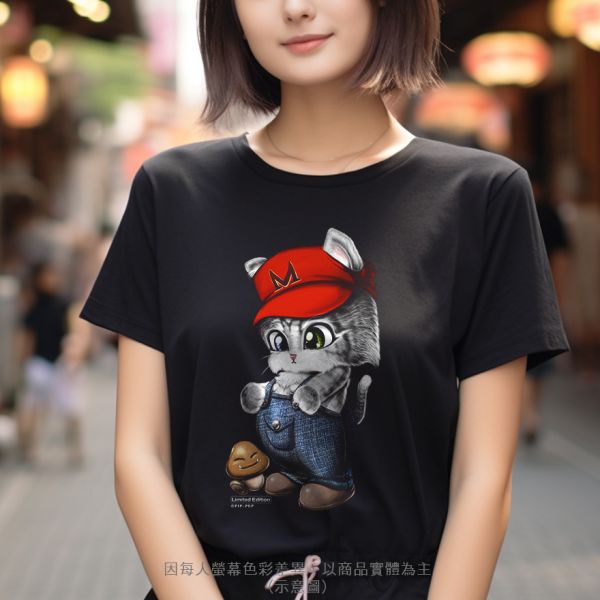台灣TAIWAN自創品牌潮流T恤-圓領純棉短袖T-限定版(轉印)-瑪莉貓 印花T恤、插畫T、創意圖案T恤、MITT恤、台灣製T恤、高品質純棉T恤、情侶T恤、情侶裝T恤、情侶短袖