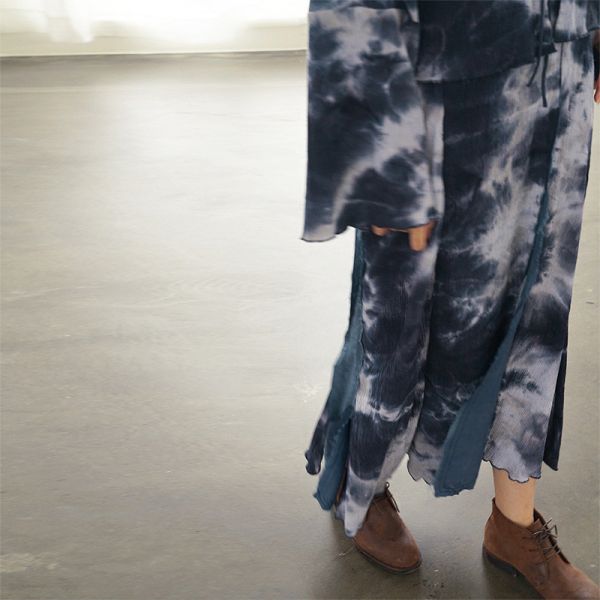 燕燕~全新中式斜襟寬袖皺布襯衫 早秋復古紮染寬鬆上衣 ＋長裙 可搭配套裝 ab2228301 