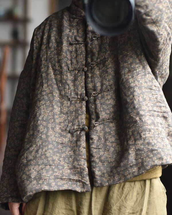 燕燕～秋冬款 清新田園碎花短棉服棉襖上衣 