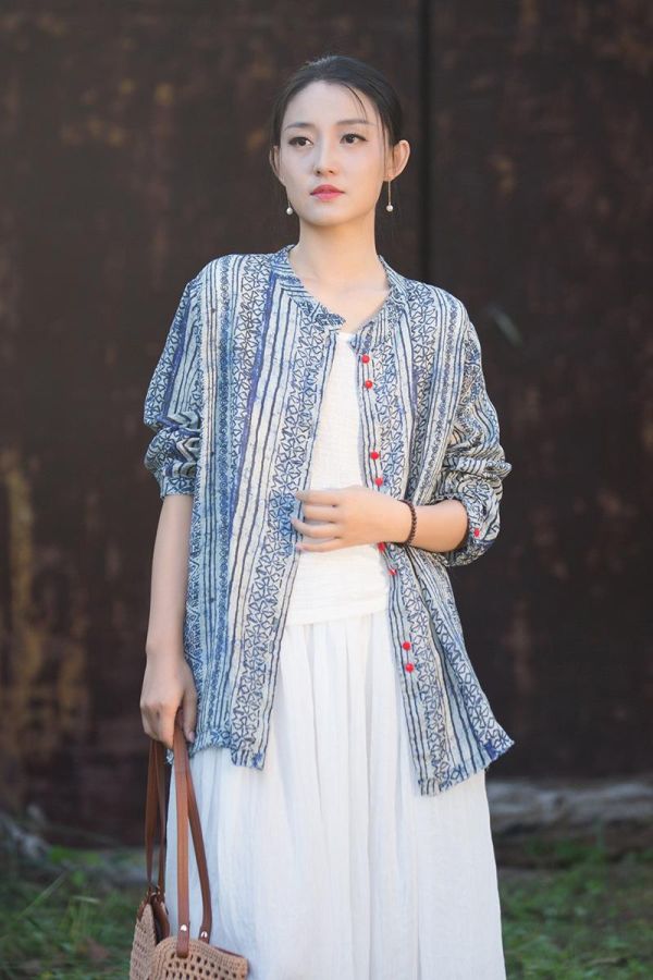 燕燕~夏季新款 42支莧麻文藝寬鬆氣質日常百搭女襯衫 外套 
