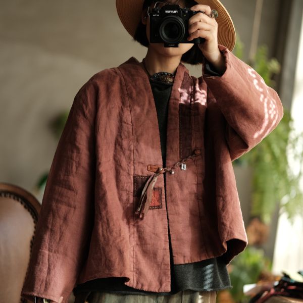 燕燕~棉麻商品~復古文藝麻料炒色小棉衣外套  ab192201 