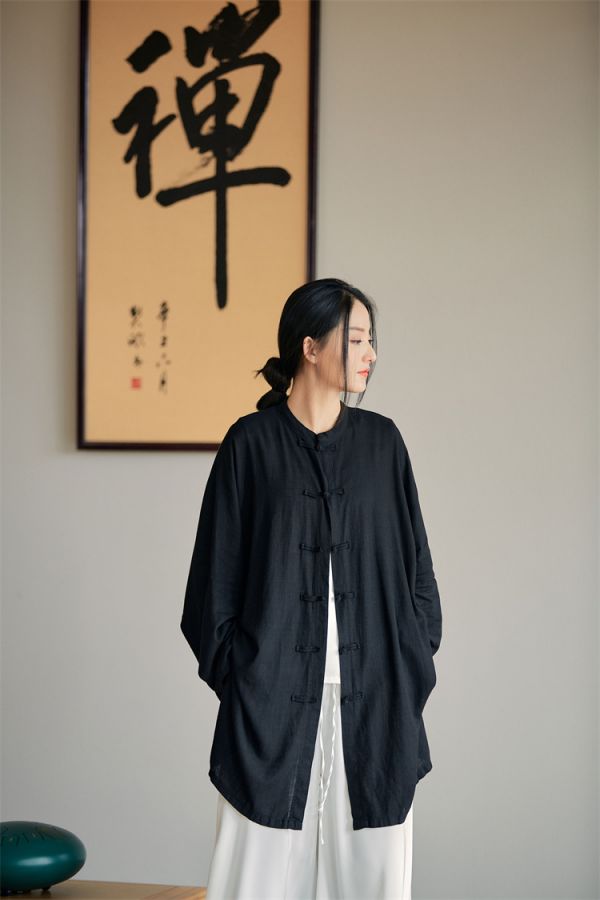 燕燕～亞麻 夏新款 砂洗柔軟飄逸防曬開衫 上衣 長袖棉麻衫 