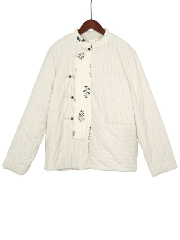 燕燕~秋冬款 復古新中式拼接繡花 偏襟加厚棉服棉衣上衣 外套  ab2327801 
