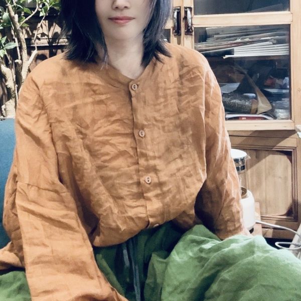 燕燕~春夏新款  全新百搭原宿風莧麻春夏文藝復古開襟衫襯衫 上衣 外套 