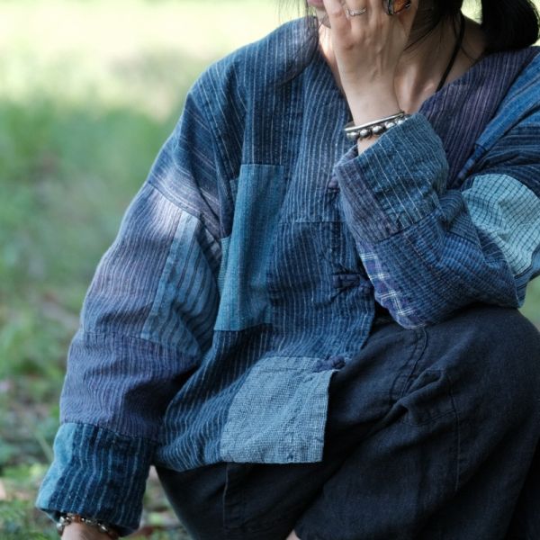 燕燕~秋冬新款 復古麻料拼布蝙蝠袖（有內裡）外套開襟衫  ab182901 