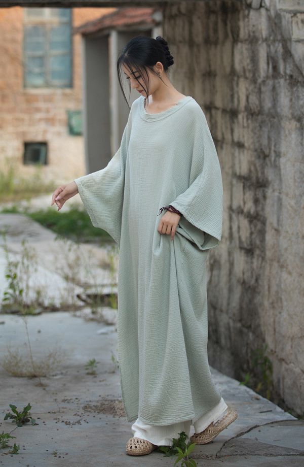 燕燕~夏~苧麻 寬鬆大尺碼 禪舞服 瑜珈 打坐修行  隨心所欲長袍洋裝 連身裙 