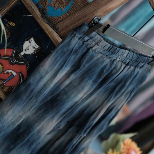 燕燕~春季新款  純亞麻拼接文藝復古百搭雙層長裙    ab206201 