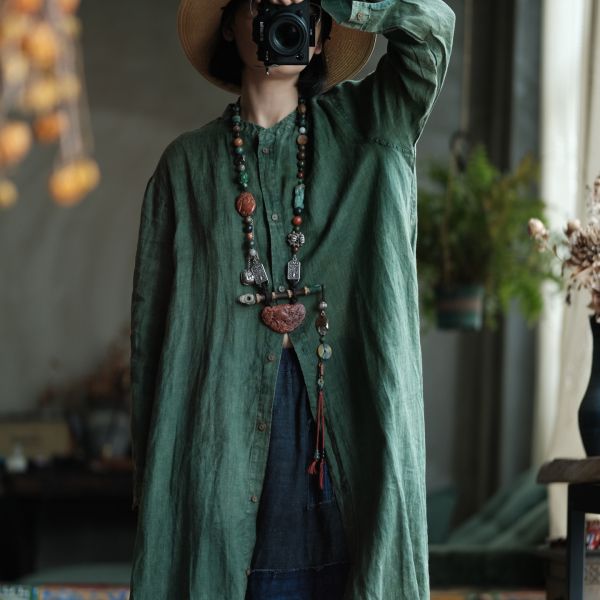 燕燕~春季新款 高品質純苧麻.  寬鬆襯衫 麻袍. 洋裝。連身裙。  ab204101 