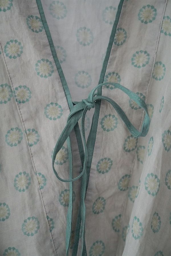燕燕棉麻～苧麻 中式斜襟撞色茶服 防曬印花開衫上衣 ab2220301 