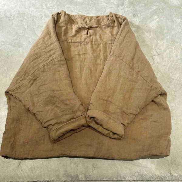 燕燕～秋冬款～亞麻套頭手工扣夾棉上衣 ab25601 