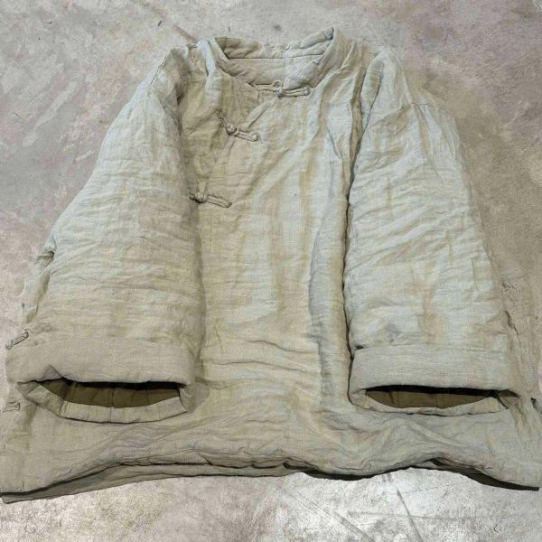 燕燕~秋冬新款 亞麻中式偏襟盤扣雙層加厚棉衣上衣 