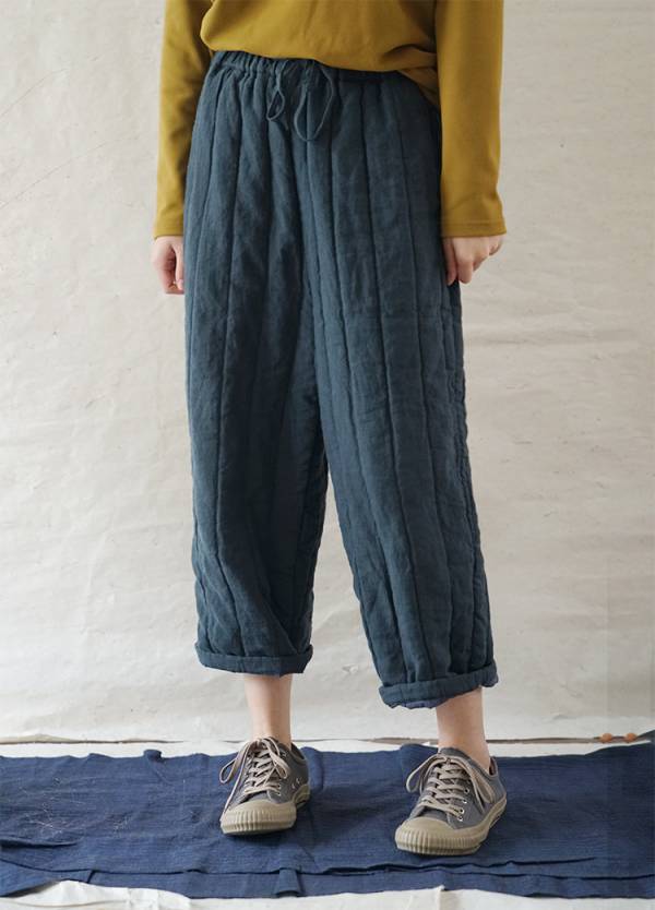 燕燕棉麻～亞麻材質 文藝做舊壓條加厚夾棉直筒棉褲 休閒顯瘦薄棉麻褲 長褲 ab021701 