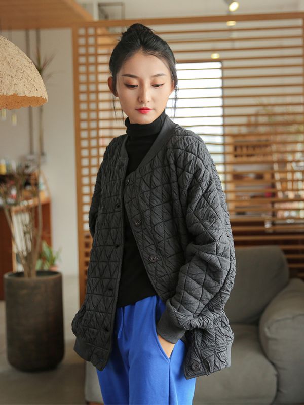 燕燕~棉麻商品~ 冬季新品   寬鬆顯瘦夾棉加厚外套 