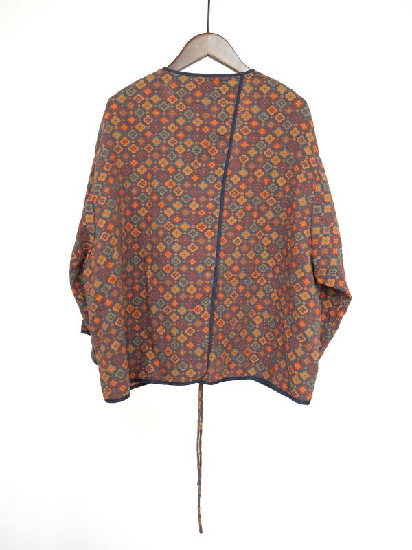 燕燕~棉麻商品~全棉提花開襟衫 幾何撞色提花小外套.  ab2322701 