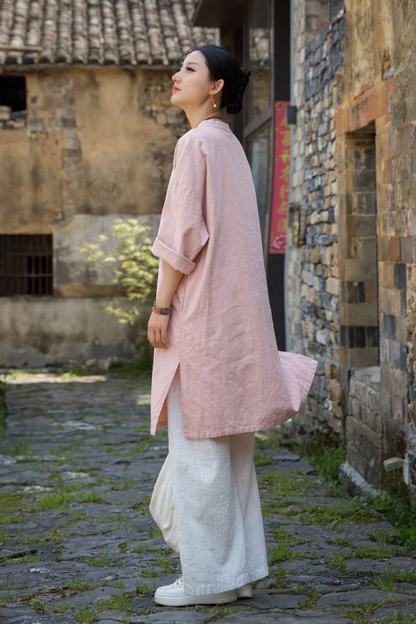 燕燕 夏款 苧麻國風禪意仙氣茶服個性旗袍式上衣 