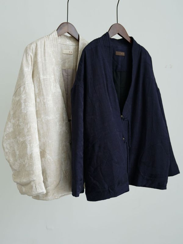 燕燕~馬年人絲提花國潮V領夾棉外套 老錢新中式琵琶扣棉衣外套 abM2533701 