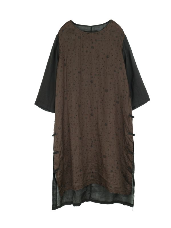 燕燕~春夏款  漢字印花長袍 中國風個性寬鬆洋裝 連身裙    ab2407701 