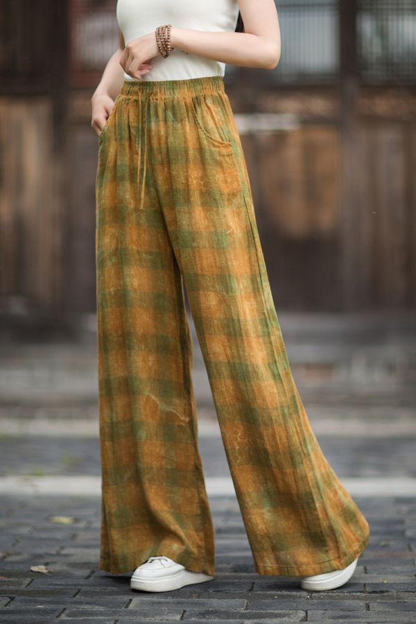 燕燕~秋季新款 渲染寬鬆顯瘦文藝百搭長褲 寬褲 